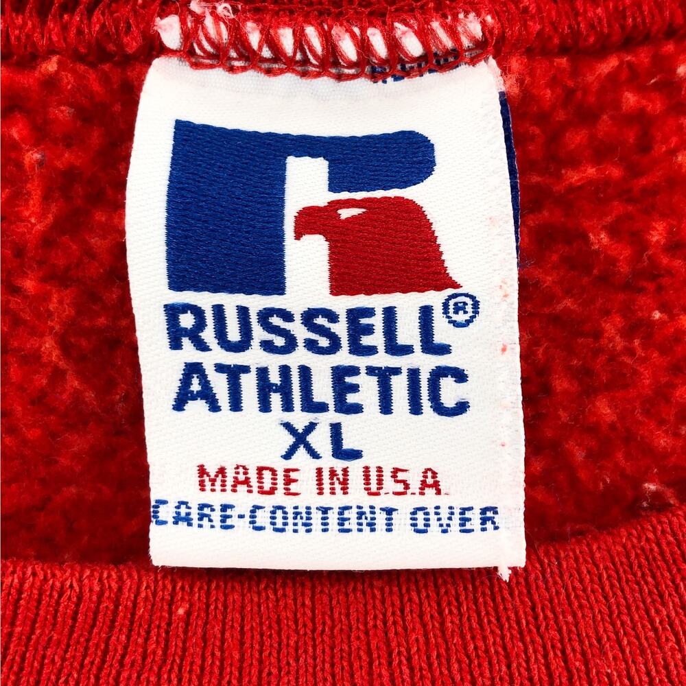 90s Blank Russell Athletic Solid Red Crewneck Swe… - image 4